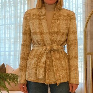 Zara Women's Tan Plaid Cropped Jacket, 8